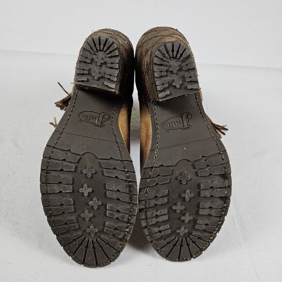 Justin Rustico Leather Boot Women 7 Distressed Western Cowgirl Tassel Brown Boho - Picture 12 of 16